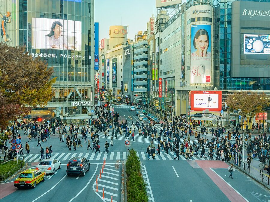 Cruce peatonal de Shibuya visto desde arriba